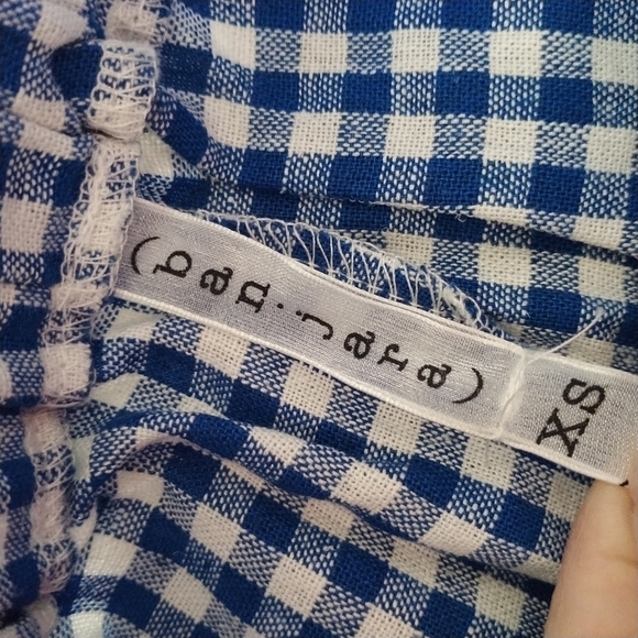 Ban.jara Linen Rayonl Blue White gingham Shorts. XS - Picture 4 of 7